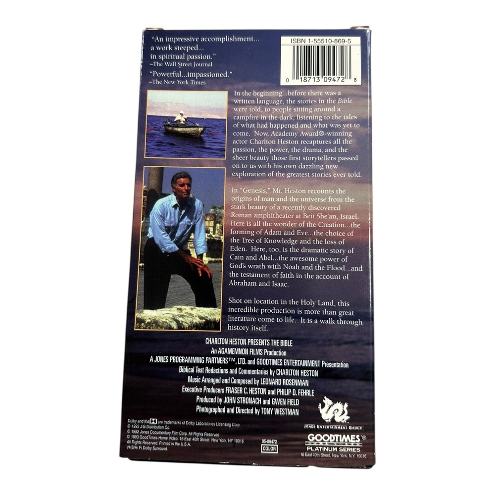 Charlton Heston The Bible Genesis VHS‎ Documentary 1997 Good Times Entertainment - Picture 3 of 4